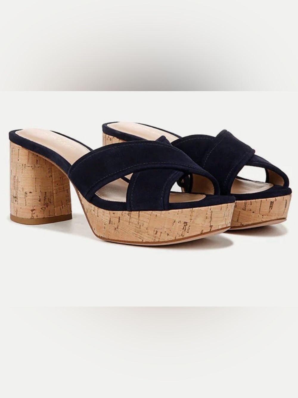 Veronica Beard Dory Block Heel Sandal Navy size 8